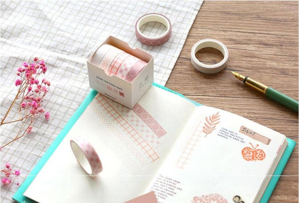 5 Piece Patten and Solid Washi Tape Set - Obsession Designs Co.
