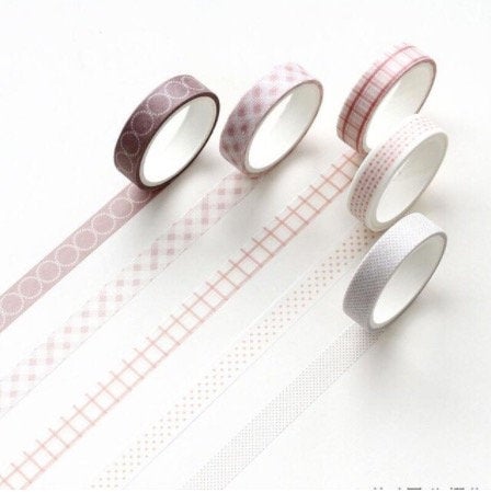 5 Piece Patten and Solid Washi Tape Set - Obsession Designs Co.