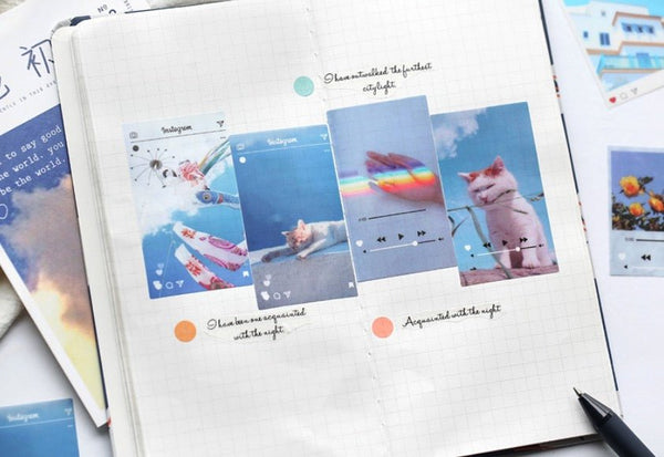 Aesthetic Instagram Phone Screen Blue Themed Plastic Sticker - Obsession Designs Co.