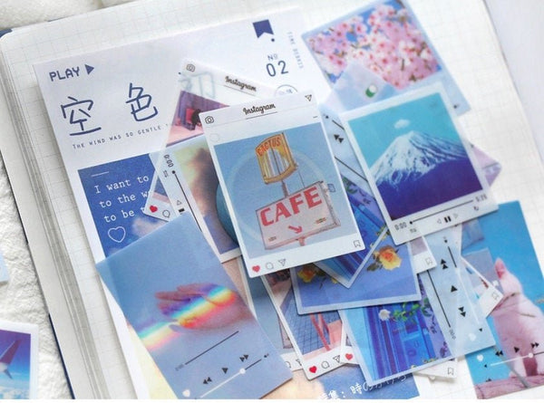 Aesthetic Instagram Phone Screen Blue Themed Plastic Sticker - Obsession Designs Co.