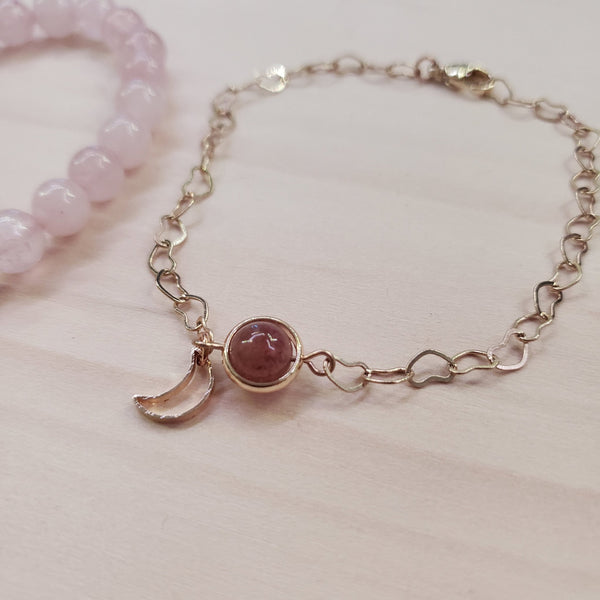 Aesthetic Pink Glass Bead and Chain Bracelet Set - Obsession Designs Co.