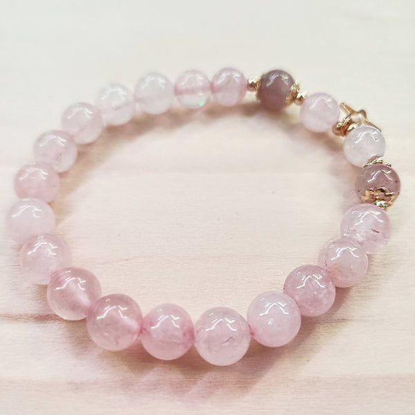 Aesthetic Pink Glass Bead and Chain Bracelet Set - Obsession Designs Co.