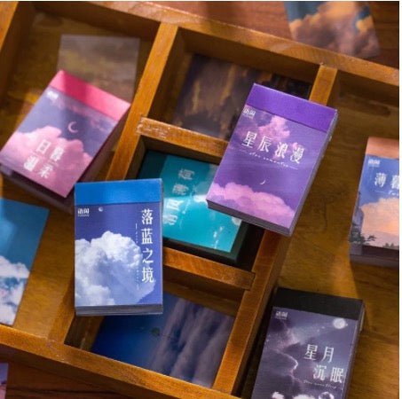 Color Themed Aesthetic Small Sticker Booklet For Scrapbooking Cloud Themed - Obsession Designs Co.