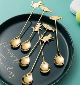 Golden Mini Cat Coffee/Tea Stirring Spoon - Obsession Designs Co.