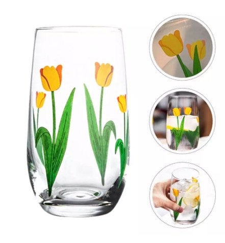 Retro Aesthetic  Tulip Glass Cup - Obsession Designs Co.