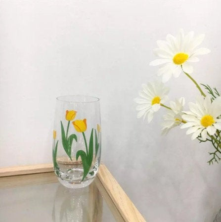 Retro Aesthetic  Tulip Glass Cup - Obsession Designs Co.