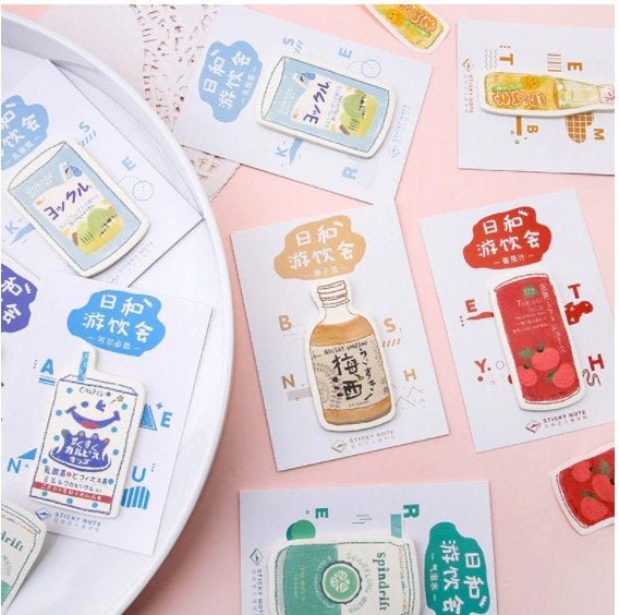 Japanese Drink Aesthetic Memo Pad / Sticky Note - Obsession Designs Co.