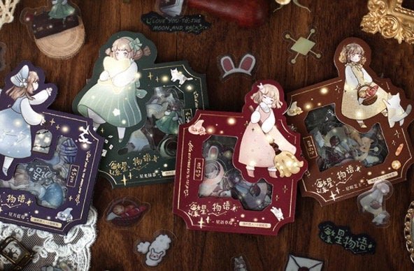 Kawaii Starry Magical Girls PET/PVC Deco Sticker - Obsession Designs Co.