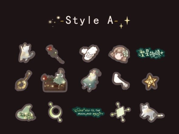 Kawaii Starry Magical Girls PET/PVC Deco Sticker - Obsession Designs Co.