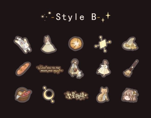Kawaii Starry Magical Girls PET/PVC Deco Sticker - Obsession Designs Co.