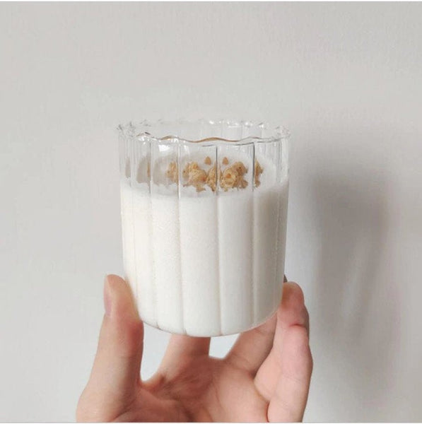 Korean Style Ripple Aesthetic Lightweight Glass Coffee/Milk Tea/ Tea Cup - Obsession Designs Co.