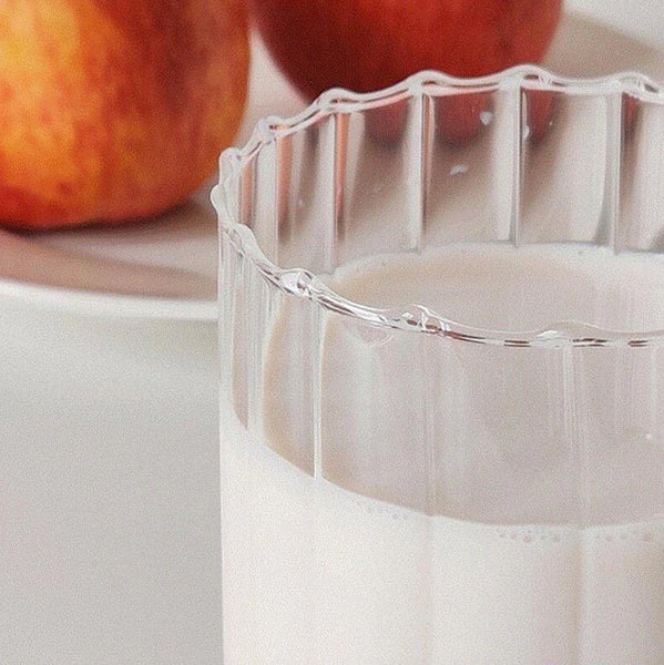 Korean Style Ripple Aesthetic Lightweight Glass Coffee/Milk Tea/ Tea Cup - Obsession Designs Co.