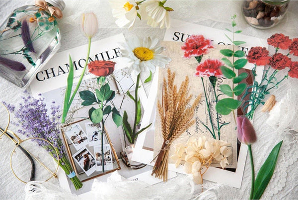 PET Plastic Retro Dried Flower Style Waterproof Sticker - Obsession Designs Co.