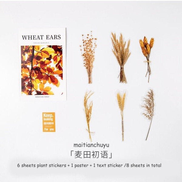 PET Plastic Retro Dried Flower Style Waterproof Sticker - Obsession Designs Co.
