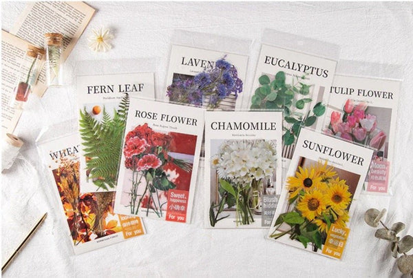 PET Plastic Retro Dried Flower Style Waterproof Sticker - Obsession Designs Co.