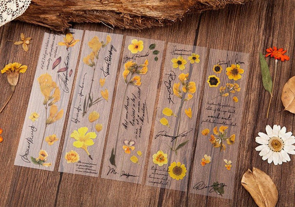 PET Plastic Retro Flower Text Strip Sticker - Obsession Designs Co.