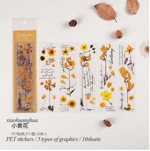 PET Plastic Retro Flower Text Strip Sticker - Obsession Designs Co.