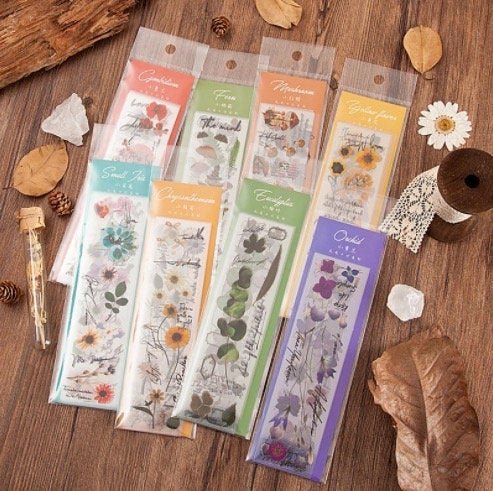 PET Plastic Retro Flower Text Strip Sticker - Obsession Designs Co.