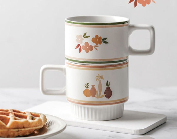 Retro Aesthetic Stackable Printed Ceramic Mug - Obsession Designs Co.