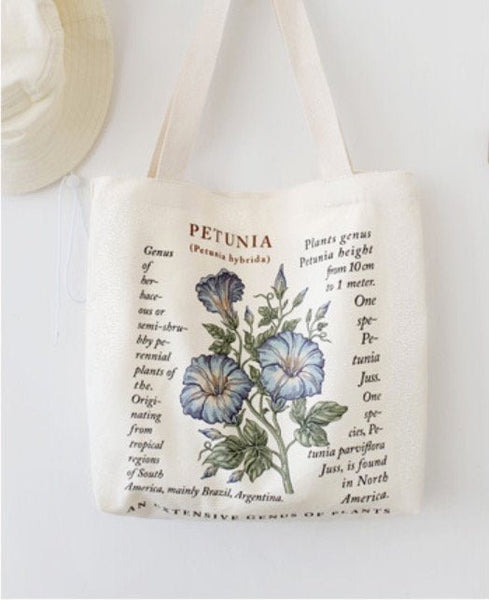 Retro Flower Aesthetic Canvas Tote Bag With Zipper - Obsession Designs Co.
