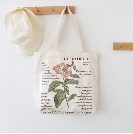 Retro Flower Aesthetic Canvas Tote Bag With Zipper - Obsession Designs Co.