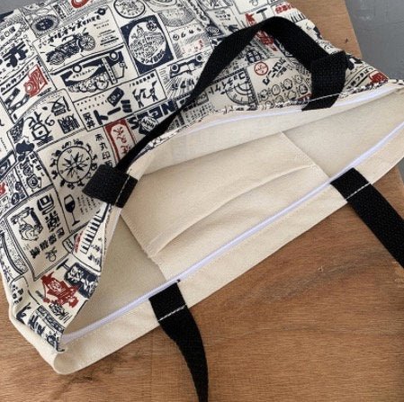 Retro Japanese Advertisement Graphic Aesthetic Canvas Tote Bag - Obsession Designs Co.